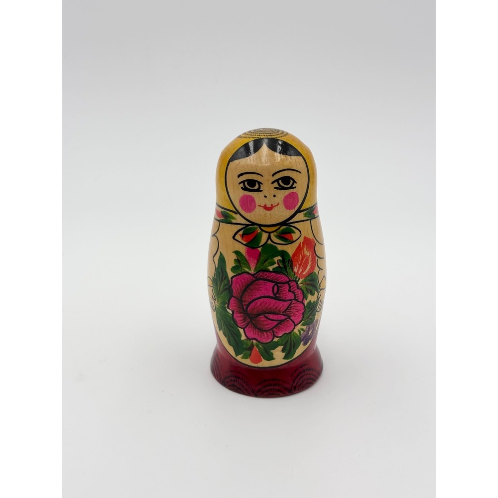 Vintage Russian‎ Matryoshka Nesting Dolls Hand Painted Floral Wood Set of 4